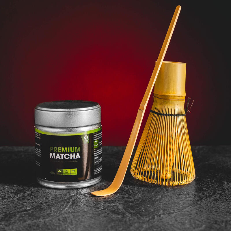 Kratom world premium matcha tee mit set spoon und mixer