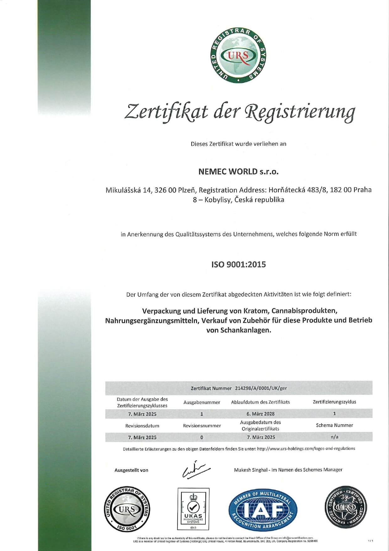 Zertifizierung nach ISO 9001:2015