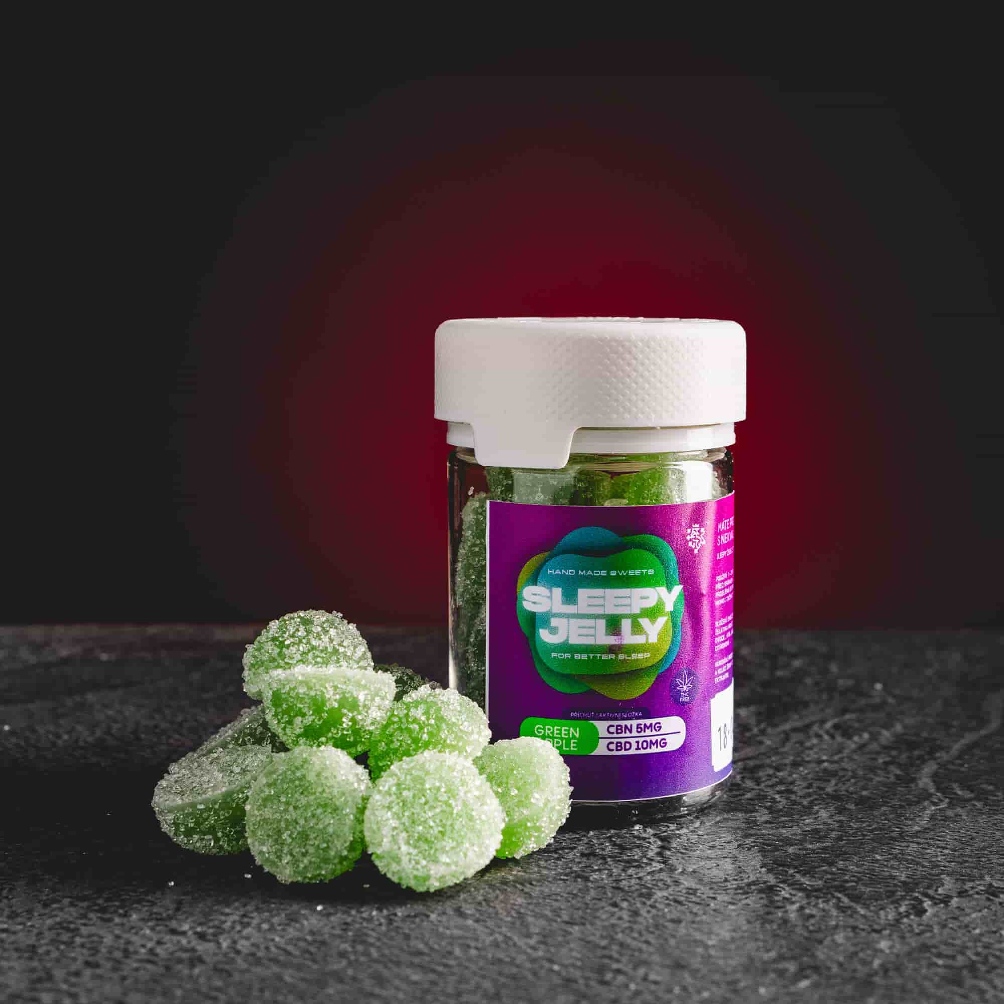 Kratom World Sleepy Jelly CBN CBD Entspannung Entspannung Gefühl Stressfrei Grüner Apfel 20 Stk
