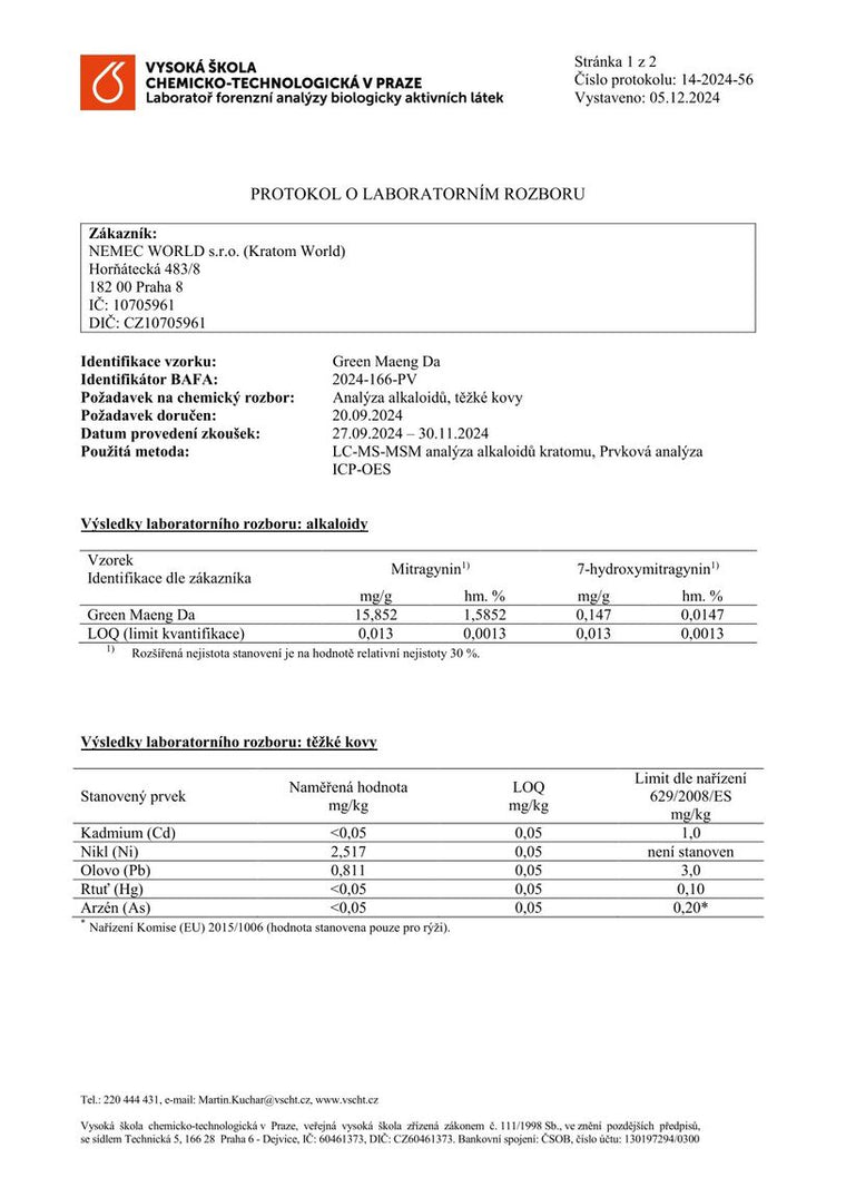 Kratom World Lab testet green maeng da kratom Alkaloide verkauf verifiziert