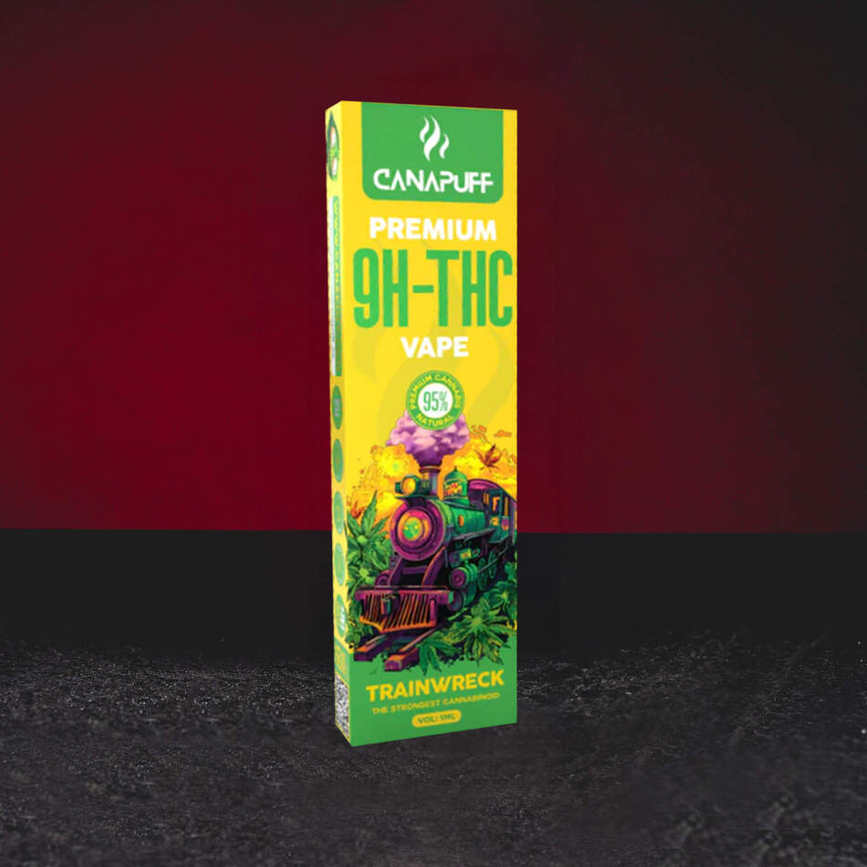 9H-TH Vape 95% 1ml Trainwreck – moderner Vape mit Zitrusnoten, Kiefer, Gewürzen und frischem Aromaprofil premium disposable vape met 9H-TH cannabinoïde in de varianten vape desechable premium con cannabinoide 9H-TH en variantes
