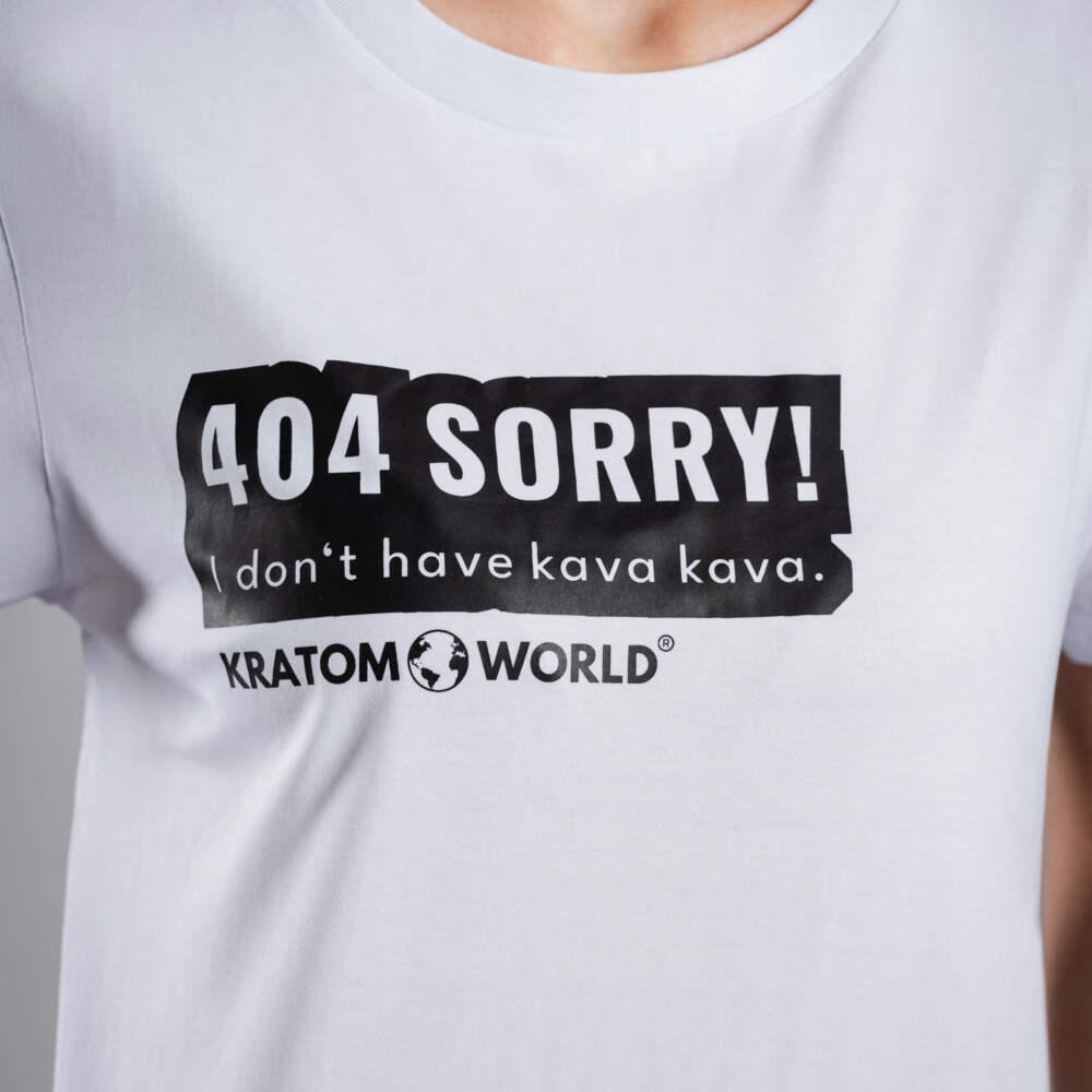 Kratom World Damen T-Shirt mit dem Motiv „sorry I don’t have kava kava” – originaler Merch für Kratom-Liebhaber und Fans der Marke Kratom World, stilvolles Streetwear-Design mit auffälligem Druck, bequemes T-Shirt für den täglichen Gebrauch, ideal für die Stadt, Events oder als Sammlerstück für die Kratom-Community, Nahaufnahme