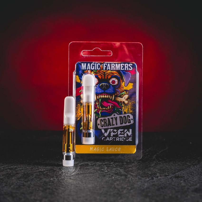 Premium 1-ml-Cartridge Crazy Dog mit intensivem Aroma und charakteristischem Profil für ein sanftes und angenehmes Dampferlebnis. magic farmers crazy dog cartridge kratomworld verkauf