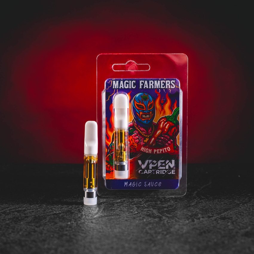 Premium 1-ml-Cartridge High Pepito mit fruchtig-würzigem Charakter für intensiven und geschmackvollen Gebrauch. magic farmers high pepito cartridge kratomworld verkauf