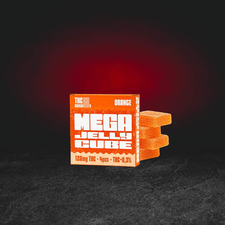 TH Odyssey MEGA Jelly Cubes 120 mg Orange – Premium-Fruchtgelee mit natürlichem Hanföl und intensivem, saftigem Orangengeschmack gelatina de frutas premium con aceite de cáñamo natural premium fruitgelei met natuurlijke hennepolie en exotische