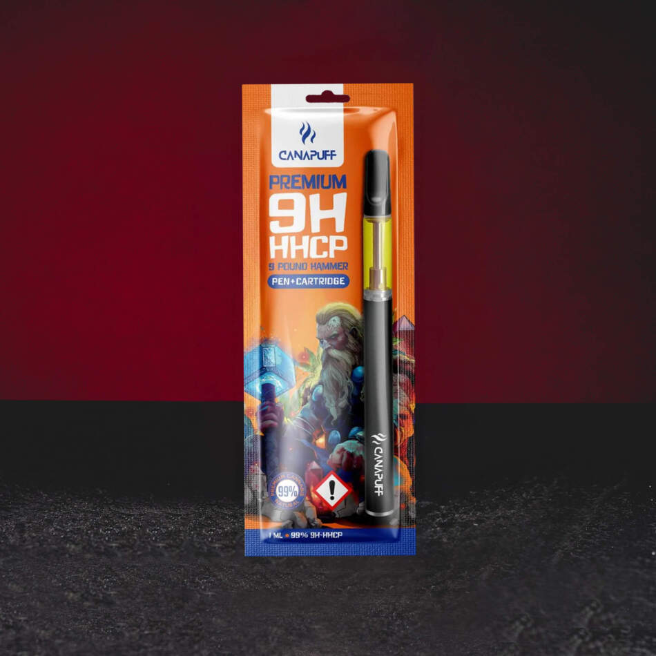 Vape Set 9H-HHCP 99% 1ml 9 Pound Hammer – modernes Vape Set mit Zitrusaroma, Kiefernoten und leicht würzigem Charakter