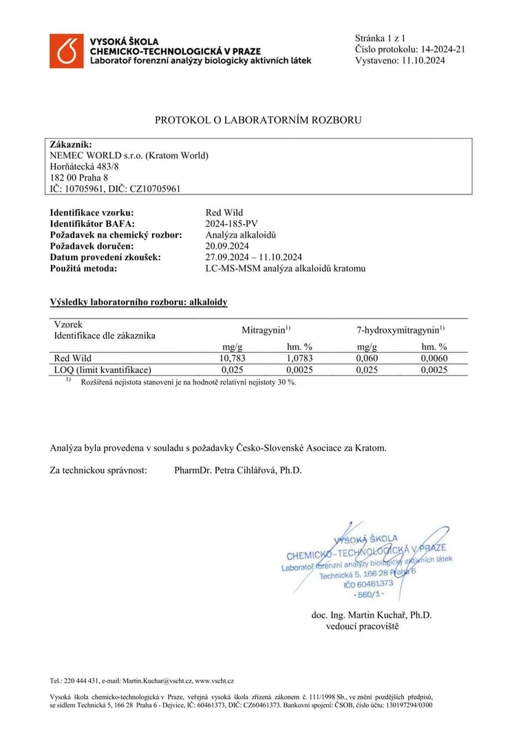 Kratom World Lab testet red wild kratom Alkaloide verkauf verifiziert